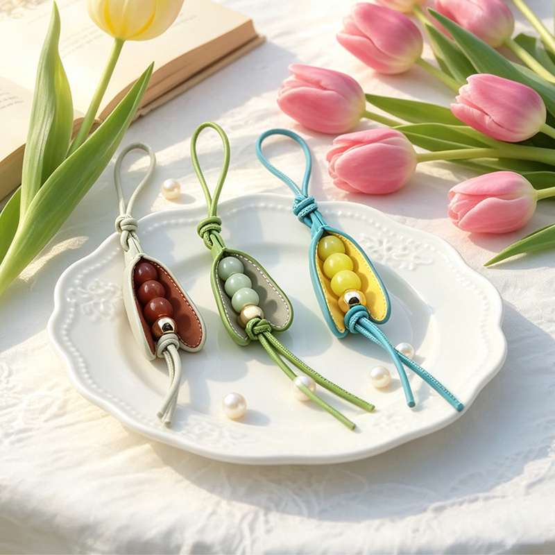 Creative pea pod pendant leather pendant
