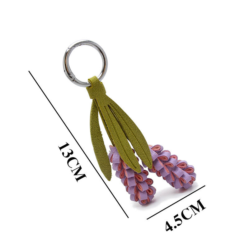 Purple lavender leather keychain