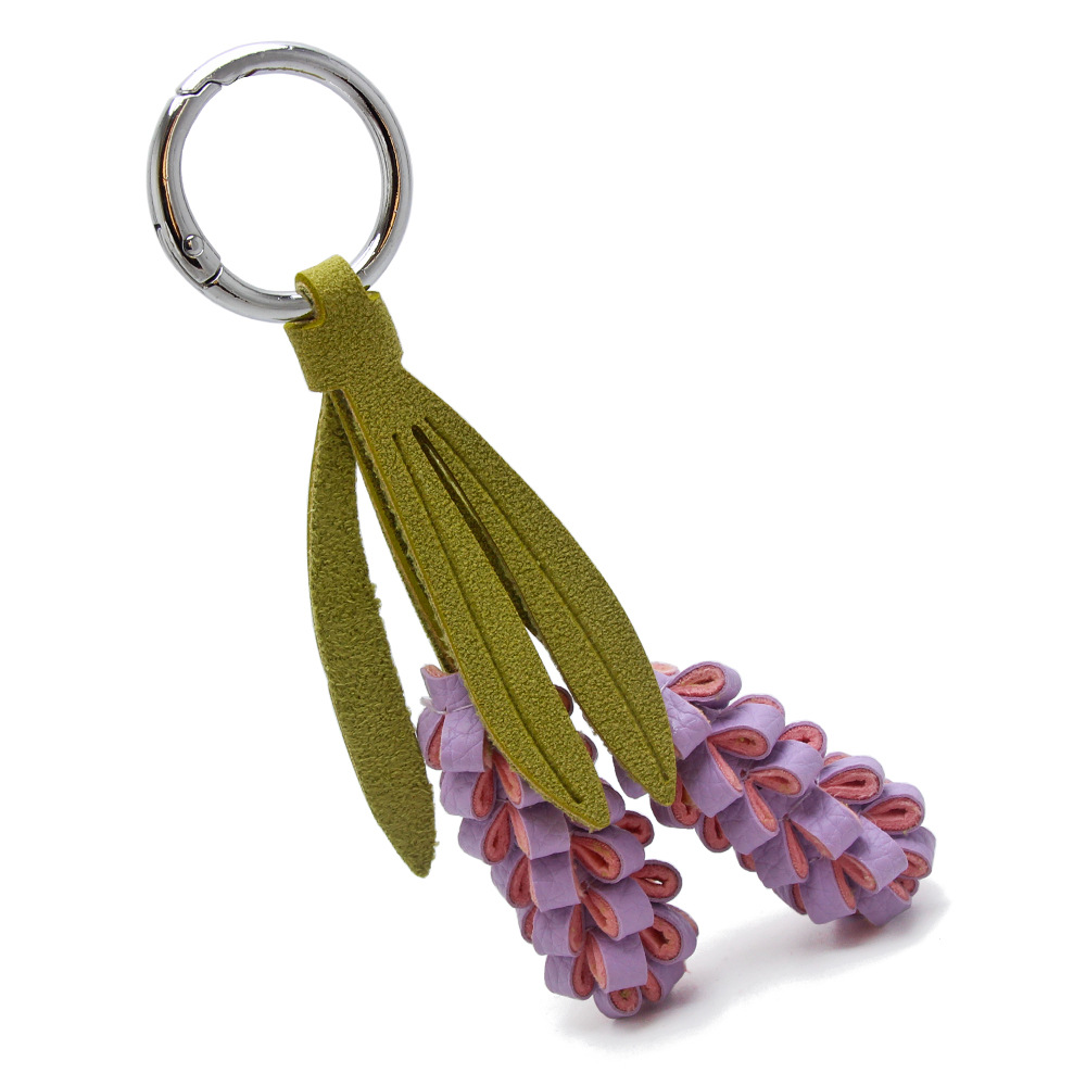 Purple lavender leather keychain