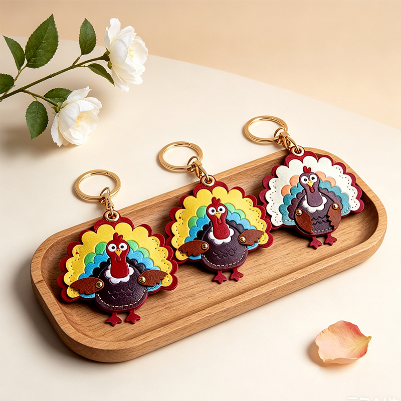 Turkey leather pendant keychain